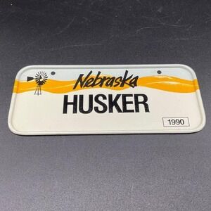 Vintage Nebraska Husker License Plate‎ Souvenir Tag 1990 Metal Desk Décor